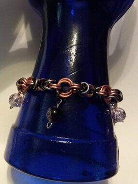 Pink, Black, & Grey Byzantine bracelet